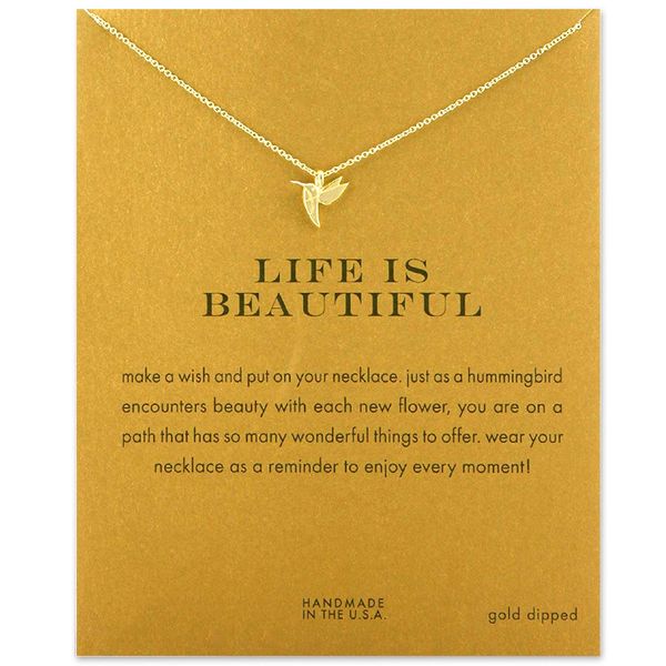 

fashion hummingbird necklace women flying bird clavicle chain statement choker necklaces life is beautiful gift card mothers day, Silver