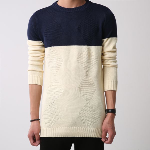 

свитер мужчин 2018 новое прибытие повседневный пуловер мужчины o-образным вырезом двойной цвет сращивание качество вязаная марка мужской сви, White;black