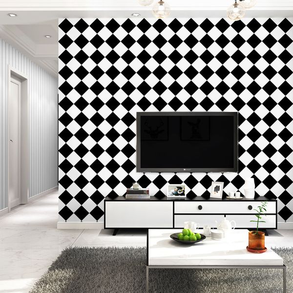 

customized 3d fashion minimalism wallpaper black and white squares combination wallpaper modern living room bedroom decoration