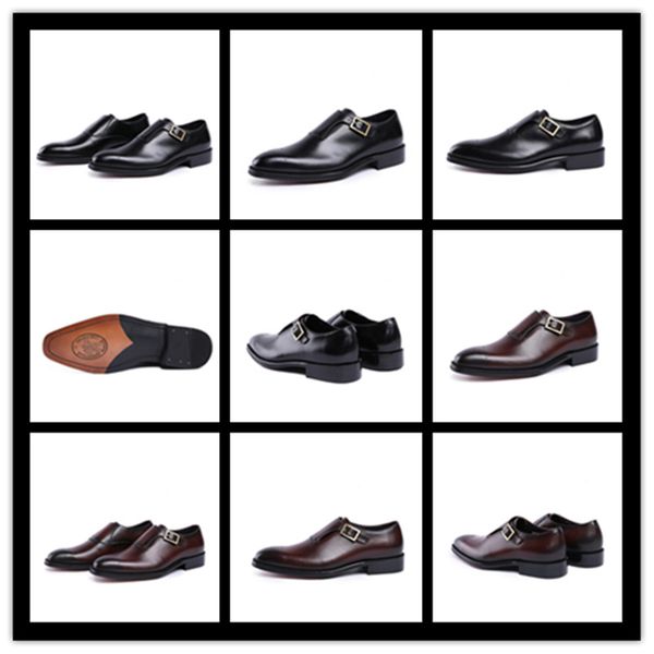 

mens designer dress shoes leather casual loafers gentleman slip on flat oxford shoes 38-44 size, Black