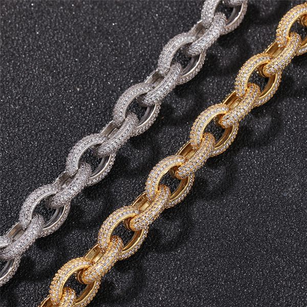 Gold Silver Moda Iced Out Chains Colar Hip Hop Jóias Mens Bling diamante elo da cadeia encantos Rapper Hiphop