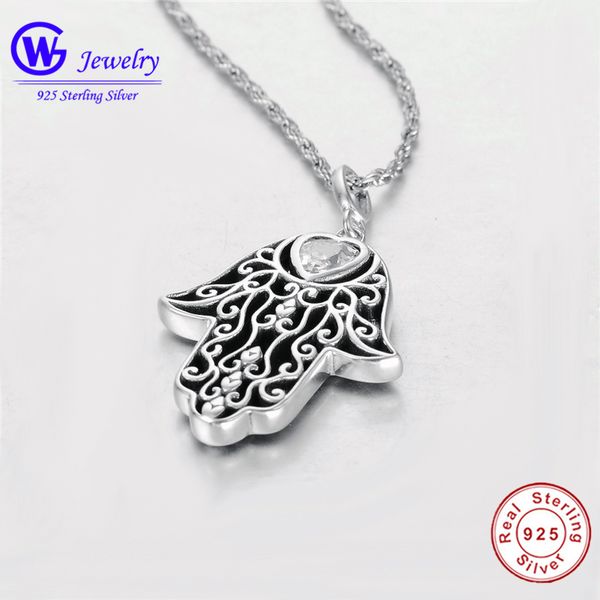 

authentic 925 sterling silver evil eye hamsa hand 18 inch necklace women's jewelry fashion necklace birthday gift for girls