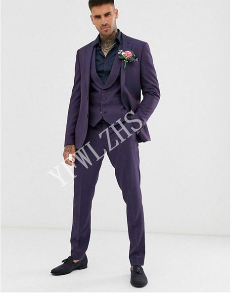 

handsome two buttons groomsmen notch lapel groom tuxedos men suits wedding/prom/dinner man blazer(jacket+pants+tie+vest) w216, Black;gray
