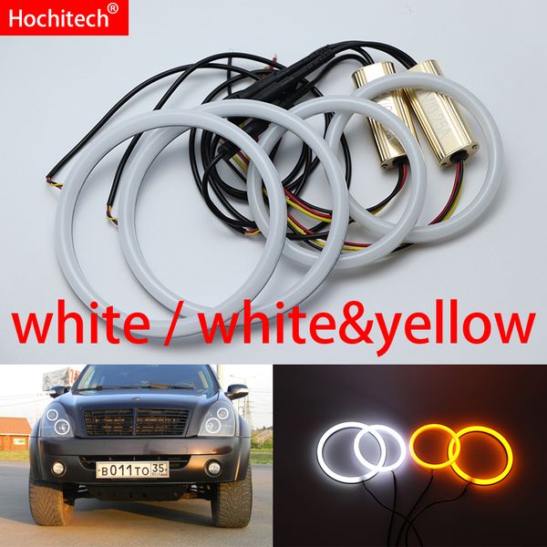

for ssangyong rexton 2006-2011 white & yellow cotton led angel eyes kit halo ring turn signal light