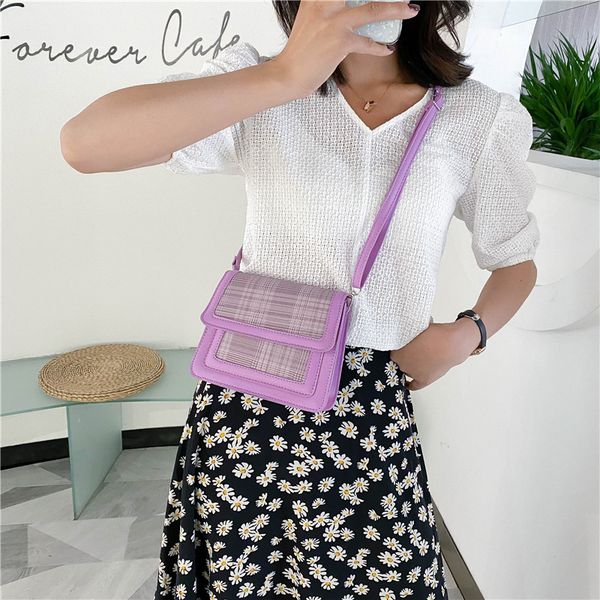 

woman bags 2020 stitching check canvas wild white bag fashion retro single shoulder messenger mini designer handbags