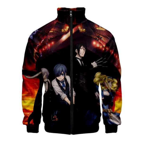 

black butler 3d printed stand collar zipper jacket women/men harajuku long sleeve jackets 2020 streetwear clothes, Black;brown