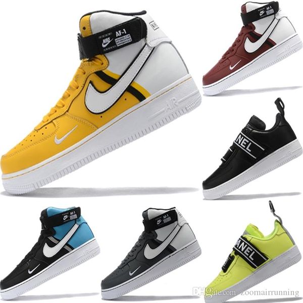 

2019 принудительный high top one 1 натуральная кожа сплайсинга скейтборд тапки originals принудительные high top one 1 буфер резиновый спорт, Black