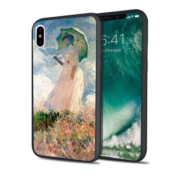 

coque walk with umbrella phone case for iphone 11 pro xs max xr 8 7 6s plus 5s se 5 case black soft silicone cover.