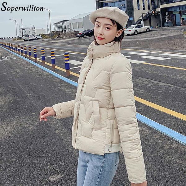 

autumn winter coat women parkas 2019 long sleeve jacket woman outerwear down cotton padded lady parkas female white black g74, Tan;black