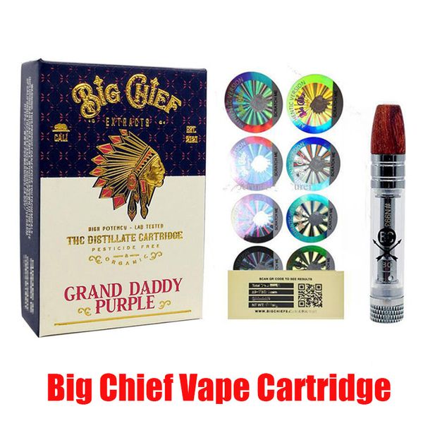

Hot Big Chief Vape Cartridge Pen Cart With Packaging Wood Tip 0.8ML Tank Thick Oil Ceramic Coil 510 Battery Vaporizer Atomizer In Stock