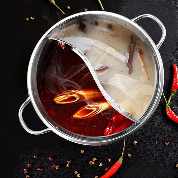 

30см из нержавеющей стали горячий горшок shabu shabu кухня кулинария прочный двойной сайта индукционная газовая плита горячий горшок кастрюл