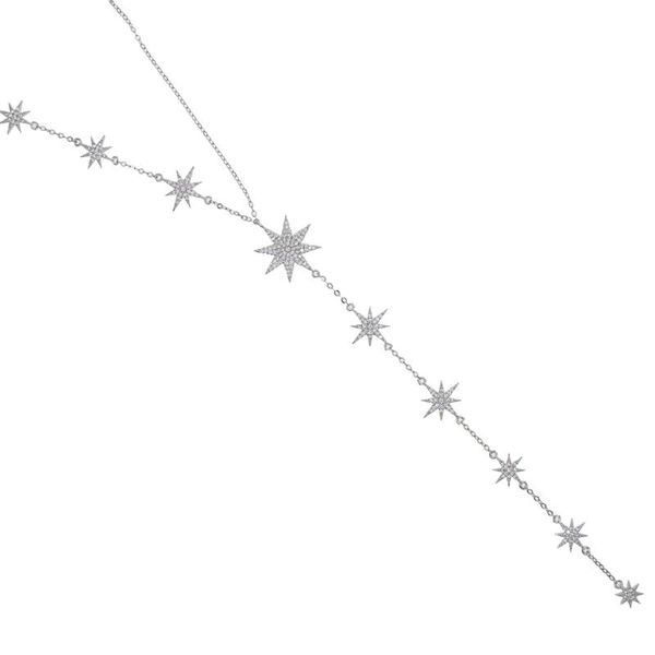 

41+5cm north star women's pendant necklace fashion female choker necklaces jewelry simple ladies pentagon-star jewelry gifts, Silver