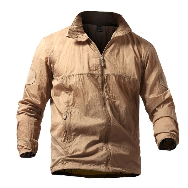 

men outdoor sport quick dry skin jacket summer sunscreen breathable hooded windbreaker coats thin army tactical jackets, Black;brown