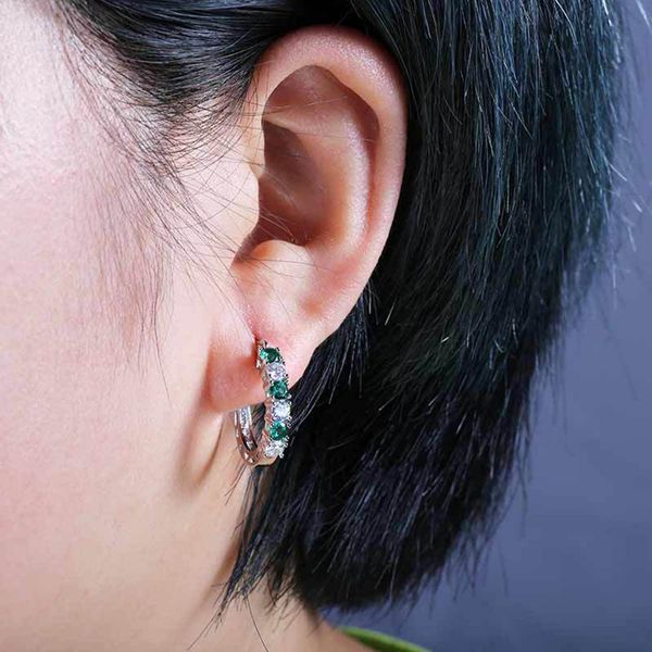

fashion women colorful zircon earrings cubic zirconia inlaid circle dangle hoop earrings jewelry gift, Golden;silver