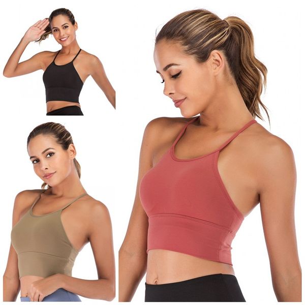 

lu exercise underwear camisoles pure color shock proof fitness wear bra vest elasticty jogging tanks crop fit female apparel 65lyj e19, White;red
