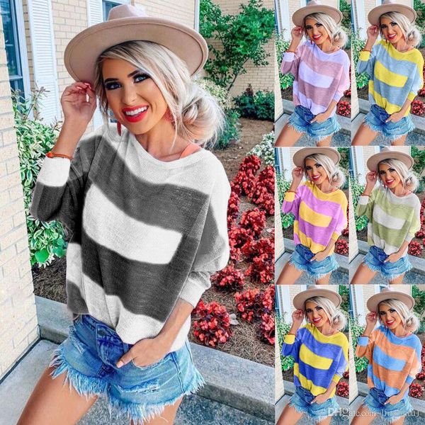 

2019 casual long sleeve t shirts loose plus size female t shirt stripe women printed autumn fashion women clot, White