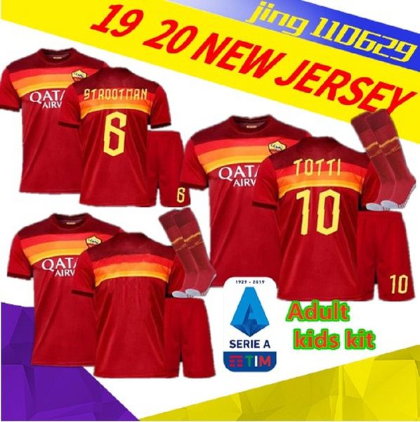 

kids kit 20 21 roma home away soccer jersey 2020 2021 as pastore dzeko zaniolo el shaarawy rome football shirts, Black;yellow
