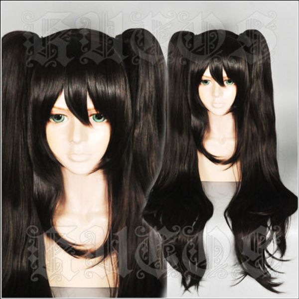 

571 hand shakers kodama awaza long black brown cosplay wig 2clips ponytails