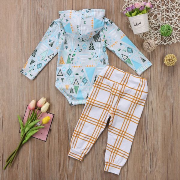 

emmababy 2pcs toddler baby kids hooded long sleeve bodysuits and long pants leggings outfits clothes set, White