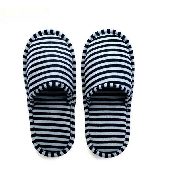 

2020 fashion women men striped slippers l travel spa portable folding house disposable home guest indoor slippers, Black
