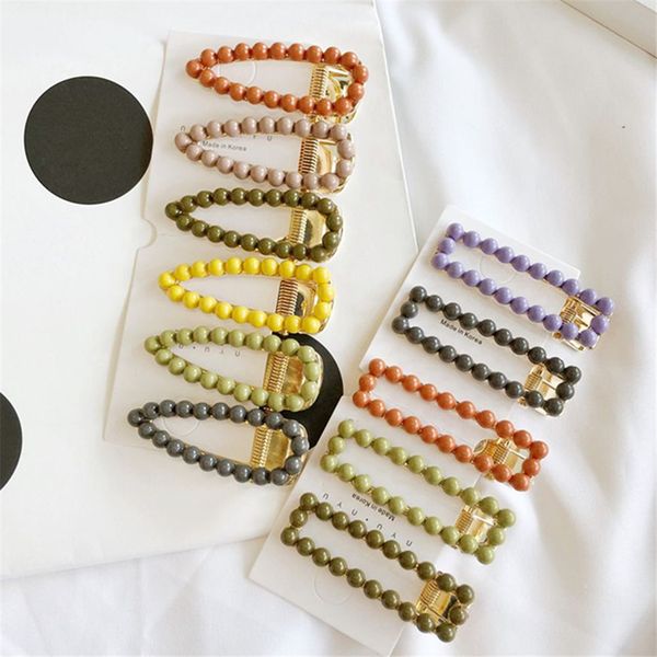 

1pc korean scrub pearl hair clip color drop edge clip 8cm hair barrette girl styling tools gift accessories