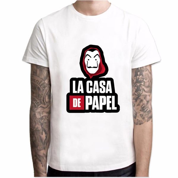 

men short sleeve basic house of paper t-shirt man funny design la casa de papel t shirts money heist tees tv series tshirts top, White;black