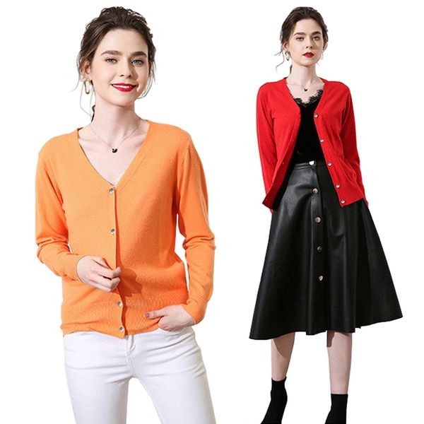 

women knitted cardigan sweater coat 2019 autumn winter basic long sleeve v neck solid color loose sweater coat new, White