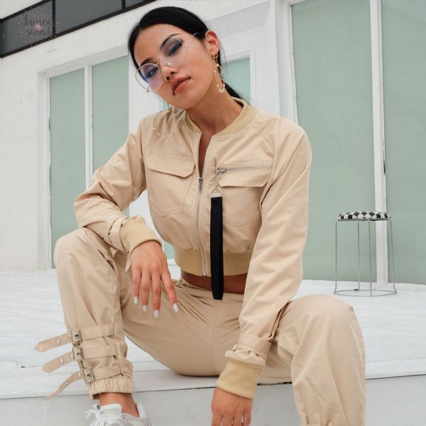 

outerwear crop streetwear jacket women patch long sleeve autumn jacket female pocket pin buckle zipper bomber jacket, Black;brown