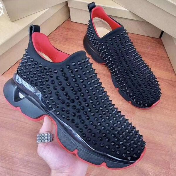 

New arrival kry tal pike ock donna flat neaker de igner luxury men red bottom hoe women rivet piky ock junior pike flat hoe