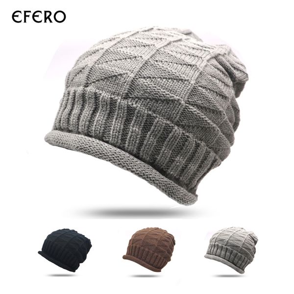 

efero 1шт женские зимние шапки мужские шапочки крючком cap вязание теплый женщины шапки вязание skullies шапочки hat подогреть solid color b, Blue;gray
