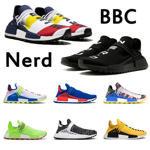 

36-48 2020 human race races nmd running shoes pharrell williams hu trail oreo nobel ink black nerd designer sneakers men women sport trainer, White;red