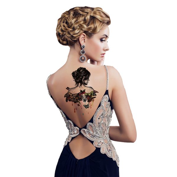 

1pc colorful waterproof 3d body art temporary tattoos sticker diy animals watercolor painting drawing sticker