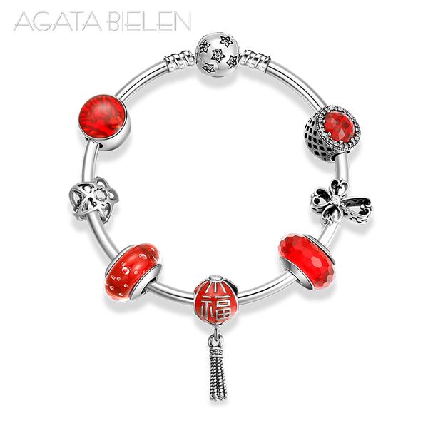 

925 sterling silver meaning blessing chinese red red series finished bracelet fashion women' s charm bracelet jewelry 2019, Black