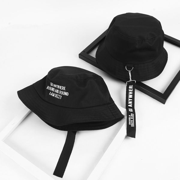 

korean version harajuku ins fisherman hat with embroidery letters ribbon.summer fashion joker basin hat sun block simple style female hat, Blue;gray