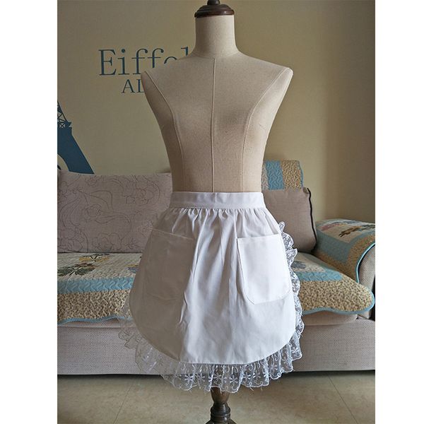 

new design half waist bistro restaurant lace ruffle apron women kitchen avental de cozinha divertido tablier cuisine pinafore apron