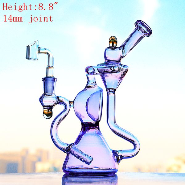 Klein Recycler Su Borusu Nargile Cam Bong Banger Kase Cyclone Geri Dönüşüm Perc Heady Bongs Dab Petrol Kuleleri Percolator Wax