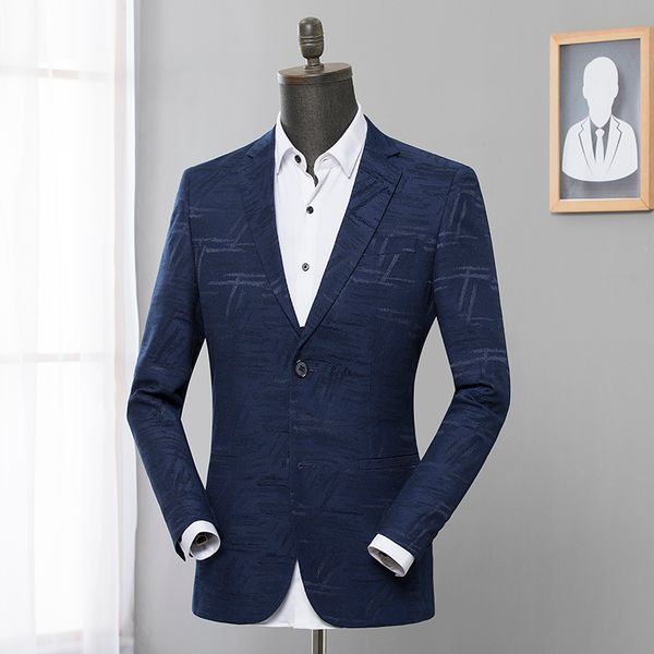 

mens blazers men's dark blue print jacket plus-size m-3xl handsome slim small suit men's top, White;black