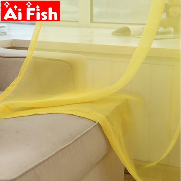 

modern white sheer voile curtains for living room solid panel kitchen tulle curtain yellow translucidus home window decoration
