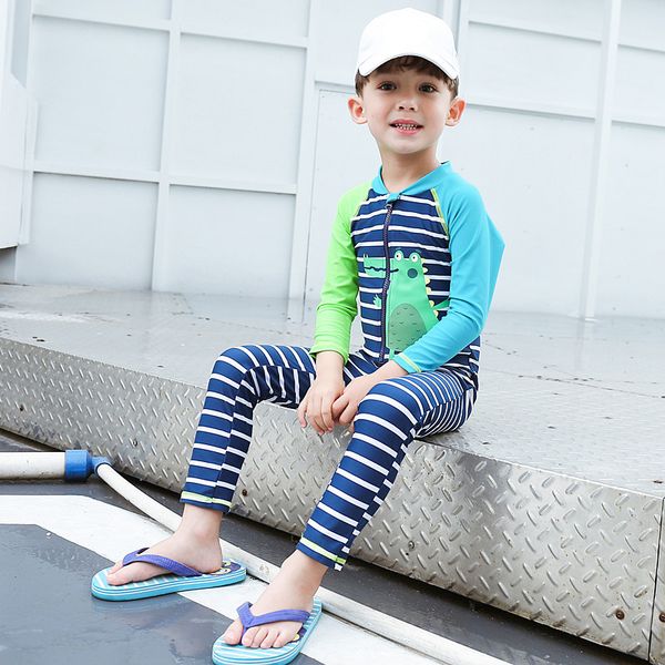 

1-10y boys swimsuits dinosaur toddler baby long sleeve one piece swimsuit children boy swimwear bodysuit + cap kids bathing suit