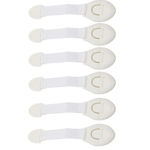 

6 pcs white adhesive children kids baby safety lock for wardrobe door drawers cabinet fridge toilet doors 20.5cm