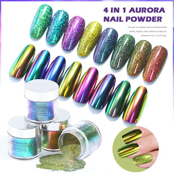 

diy pigment manicure decoration shimmer polish nail art polymer acrylic powder shiny dipping powder nail x#2, Silver;gold