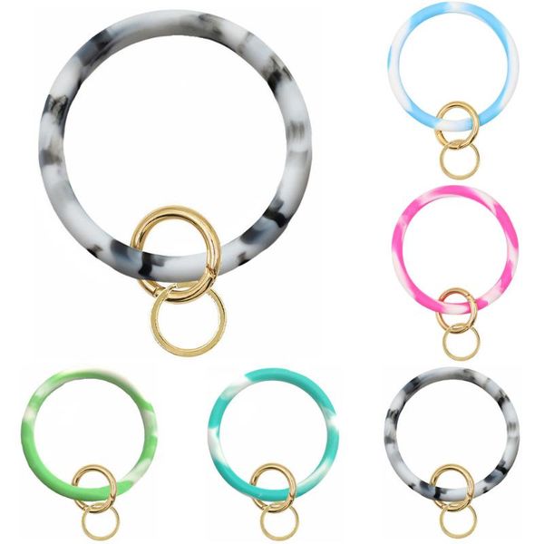

camouflage silicone bracelet keychain european and american fashion anti-lost christmas gift bracelet key pendant, Black