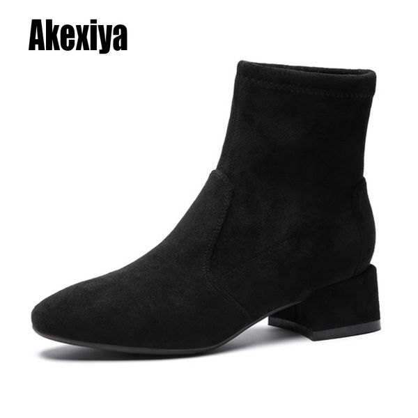 

women boots warm short fur plush winter ankle boot plus size 40 platform ladies suede shoes female comfort boots k776, Black