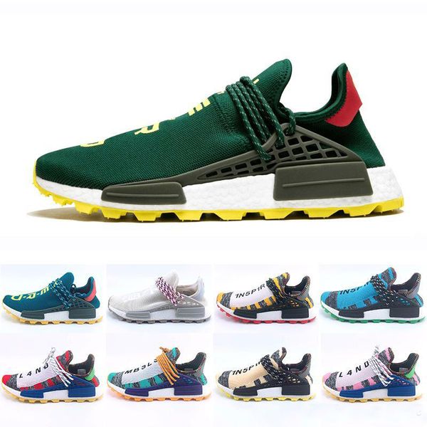 

2019 Green Nerd Heart Mind Human Race Running Shoes Homecoming x Solar Pack pharell williams Hu trail Women Mens Trainers Nmd Human Races