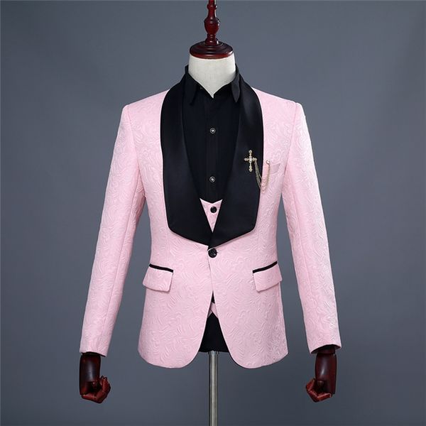 

classic shawl lapel wedding tuxedos slim fit suits for men groomsmen suit three pieces prom formal suits (jacket+pants+vest+tie) w08, Black;gray