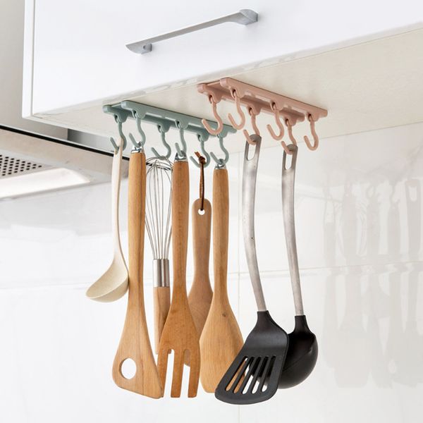 

nail 6 hooks storage rack wardrobe towel shelf for kitchen gabgets