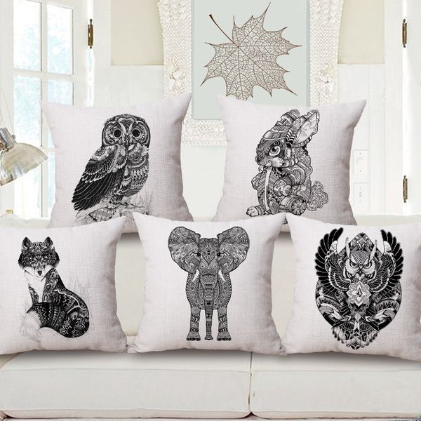 

animal totems pillow cotton cushion european hand cotton back cushion