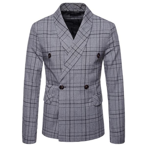 

padegao brand 2019 new men's suit jacket lapel clothing fashion slim fit men casual suit plaid stripes men's sports jacket, White;black