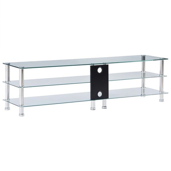

tv table transparent 150 x 40 x 40 cm tempered glass living room furniture