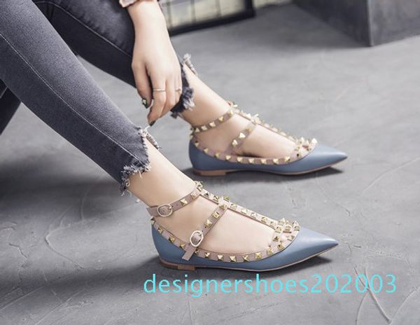 

women flat heels dress shoes rivets girls pointed toe buckle platform pumps wedding party shoes max color, Black